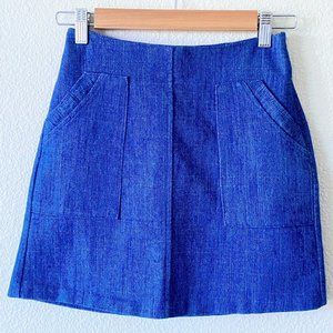 Royal Blue Tweed Mini Skirt